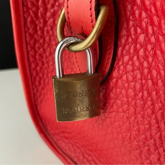 Dooney and Bourke awl Leather Red satchel crossbody bag P29 - Picture 12 of 16